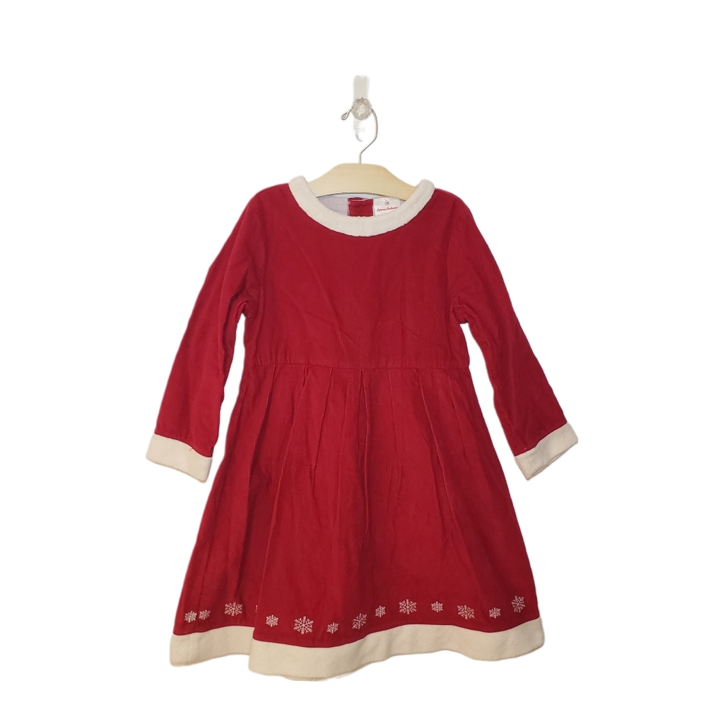 Hanna Andersson 120 / 6-7 Y Embroidered Snowflakes Red Corduroy Christmas
